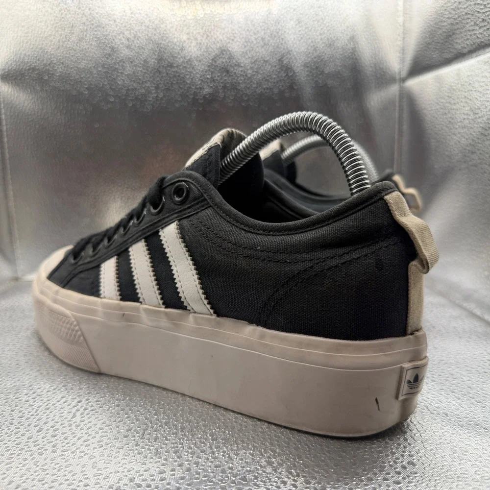 Size 9 Adidas Nizza Platform Sneakers Womens Black Good Canvas Low Top FV5321
